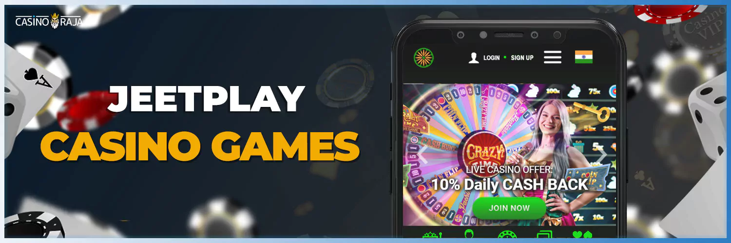 All available casino games on the jeetplay casino app.