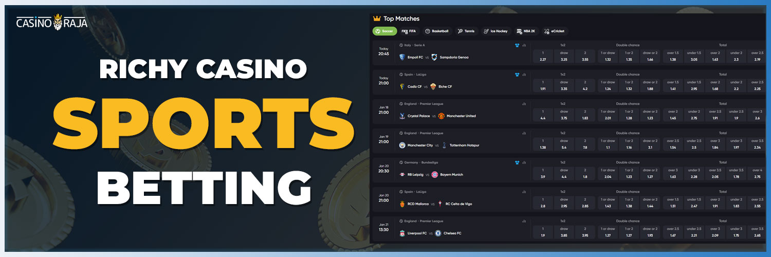 All sports markets available on the Richy sports platform.