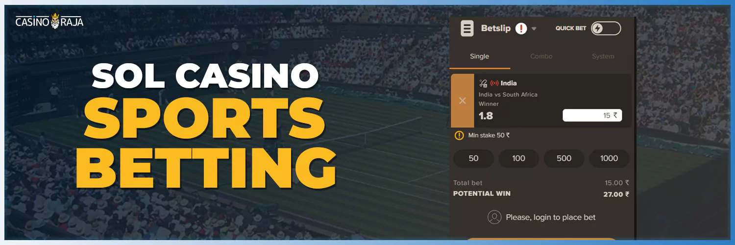 All betting markets you can bet on on the sol casino.