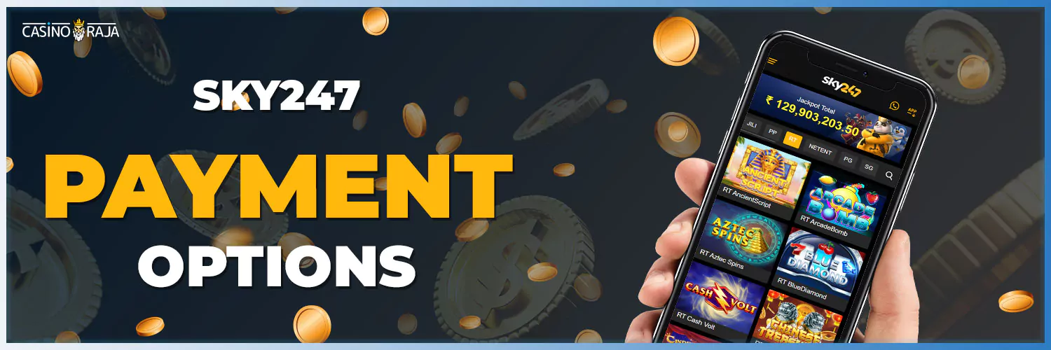 All available payment methods on the sky247 casino platform. Payment Rush, PayGlobal, Astropay, Paytm, UPI, Phonepe.